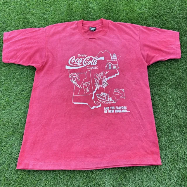 Vintage Screen Stars Coca Cola Coke T Shirt Sz XL Flavors New England Lobster