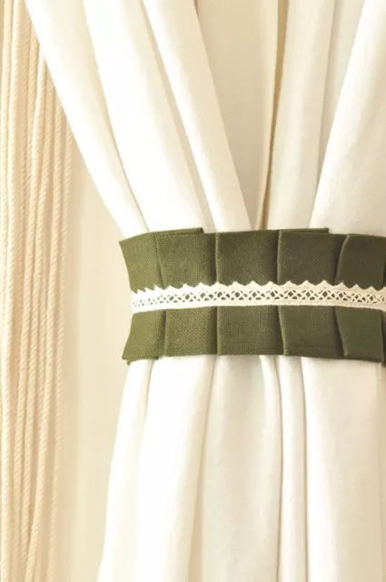 Beautiful Cotton Curtain Holders Tieback 15 Inch Dark Green for Door set of 2 no 3