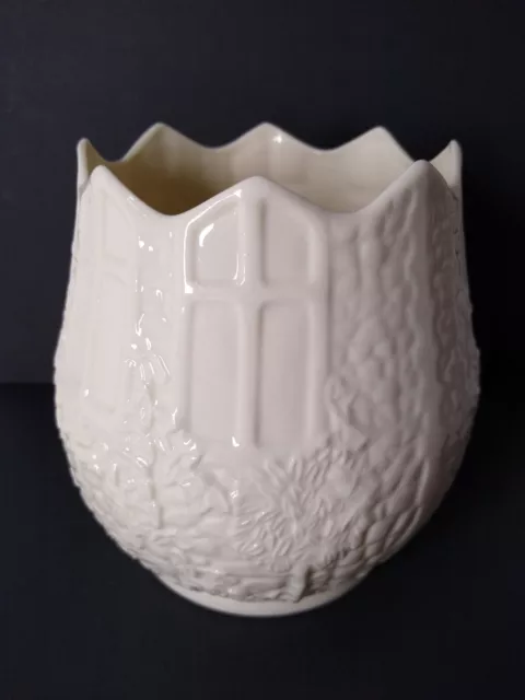 Belleek Ireland Planter Vase Event Piece 2000 signed 5"x5" Vntg Templemore Abbey