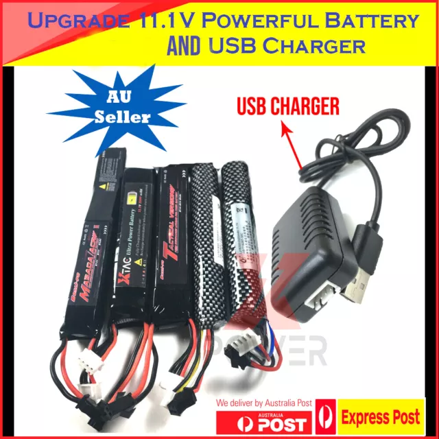 Upgrade 1800/2000mAh 11.1v Lipo Battery USB Charger JM J8 9 J10 CYMA Gel Blaster