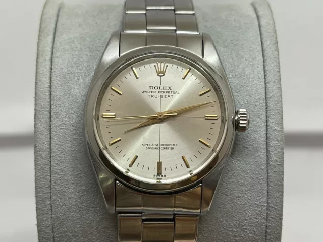 *Very Rare* Vintage 1956 Rolex Oyster Perpetual TRU-BEAT Silver Dial Watch 6556