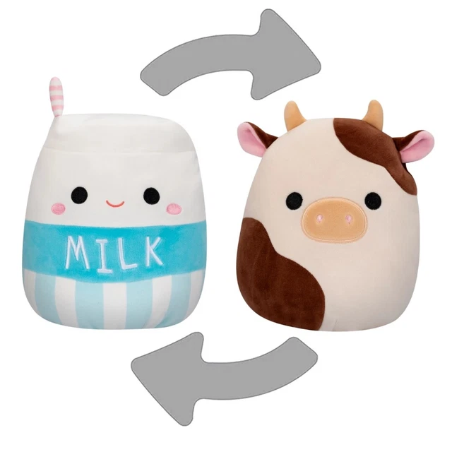 SQUISHMALLOW 5” FLIP A Mallow Ronnie The Cow/Melly Milk Carton Official