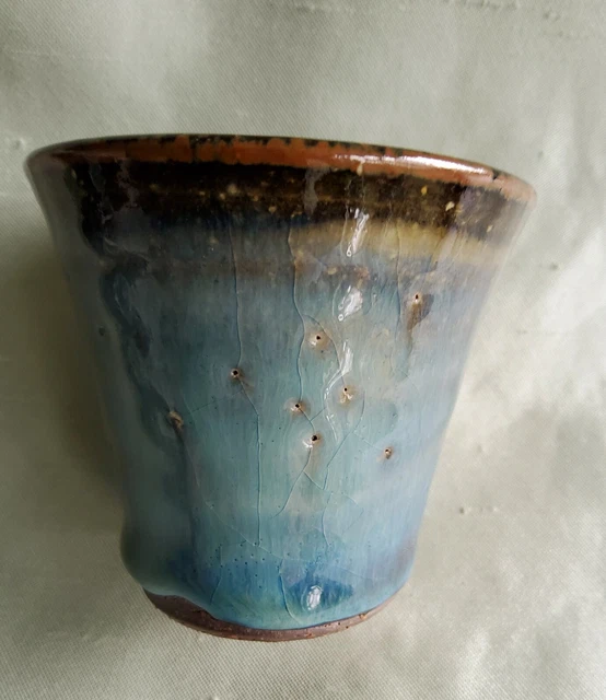 JA31:Guinomi, Sakebecher, Cup, blaue Glasur, von Seigan Yamane, Japan, Hagi ware