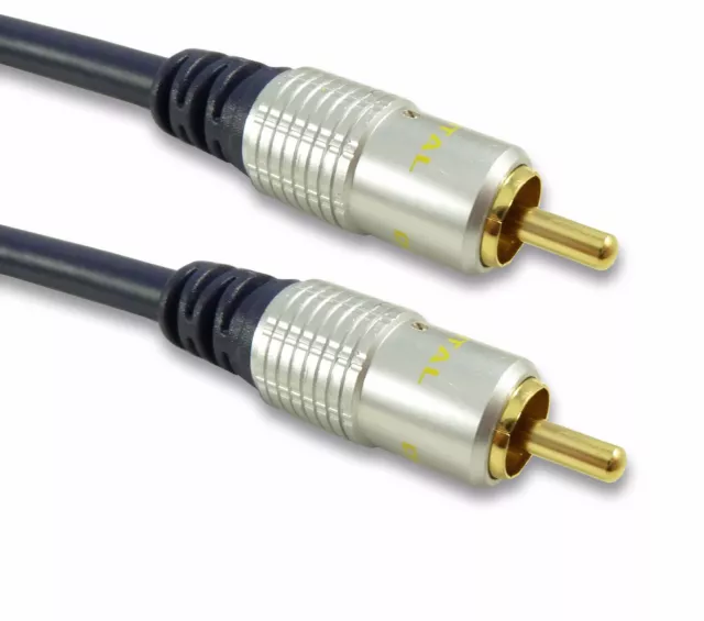 10m Subwoofer Cable RCA Phono Sub Connecting Lead Screened / Gold 10 Metre