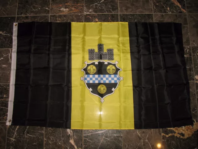 City of Pittsburgh Flag 3x5 ft Seal Emblem Banner Pennsylvania PA Yellow Black 2