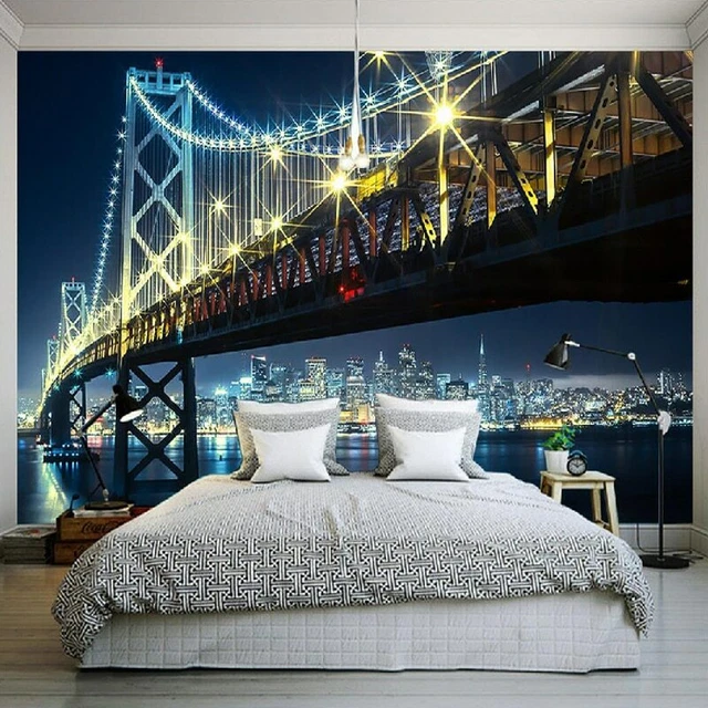 Papier Peint 3D Vue   New York   Pont Revetement Mural Haute Qualite 4 Finitions