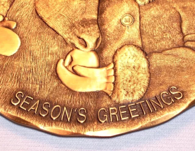 WENDELL AUGUST FORGE ~ Beautiful Solid Bronze "SEASON'S GREETING" Round Plaque 3