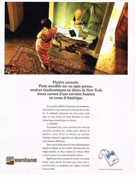 PUBLICITE ADVERTISING 074  1991  SANTENS  serviettes de bain linge maison