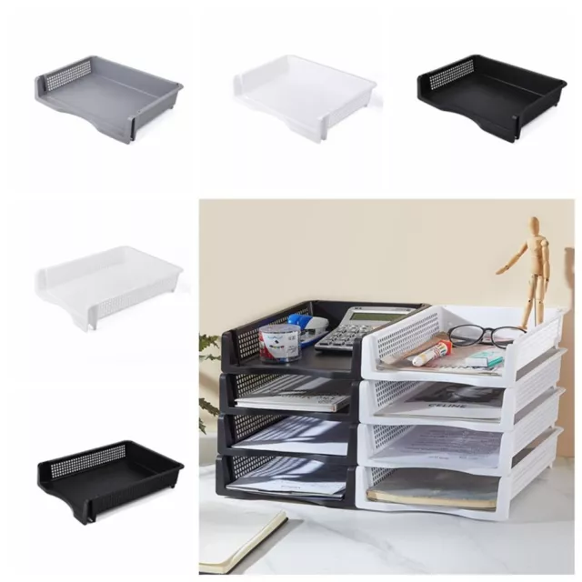 File Box Desktop A4 Document Organizer Stackable Papers Rack Storage Tray