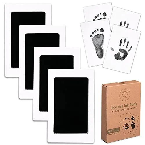 Baby Footprint & Handprint Inkless Ink Pad - 4 4 Count (Pack of 1) Jet Black