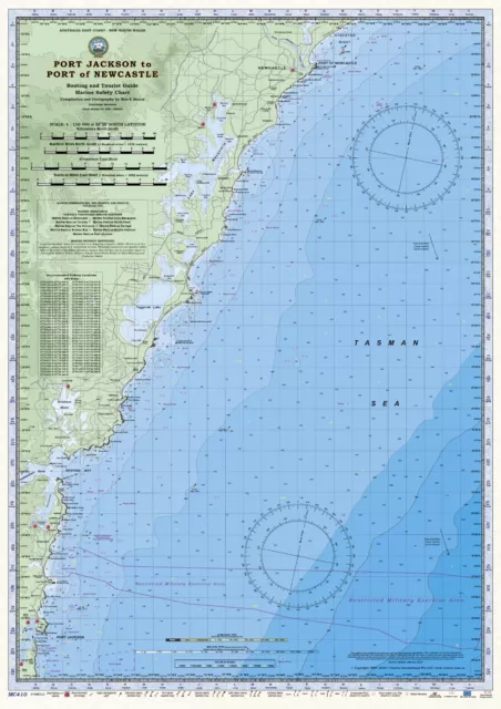 Boating, Fishing, NSW Marine Safety Chart - PORT JACKSON to PT NEWCASTLE + BONUS