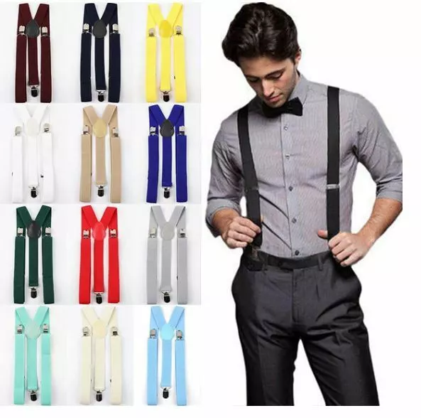Mens Suspenders Braces Elastic Strong Adjustable Formal Wedding Men's Womens