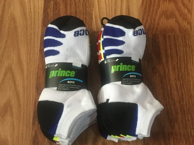 12-Pairs Prince Boys Low Cut Athletic Socks Little Boys 9-2.5 or Big Boys 3-9