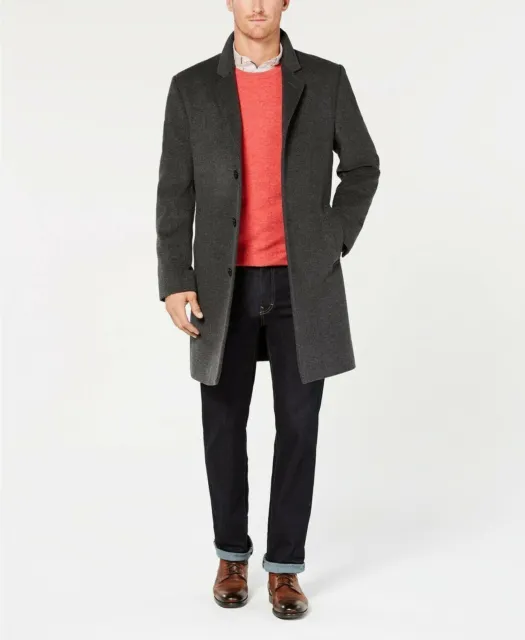 Michael Kors Madison Luxury Modern-Fit Overcoat 38R Dark Heather Grey