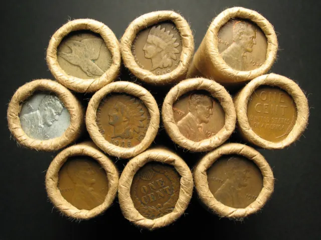 ~ 10 Lincoln Wheat Cent Penny Rolls "500 Coins" From Old Oregon Estate Horde!! ~