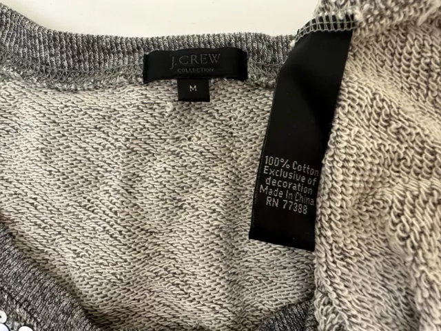 MED JCREW COLLECTION x Jenna Lyons Sweatshirt Gray Sequined Front USED 2