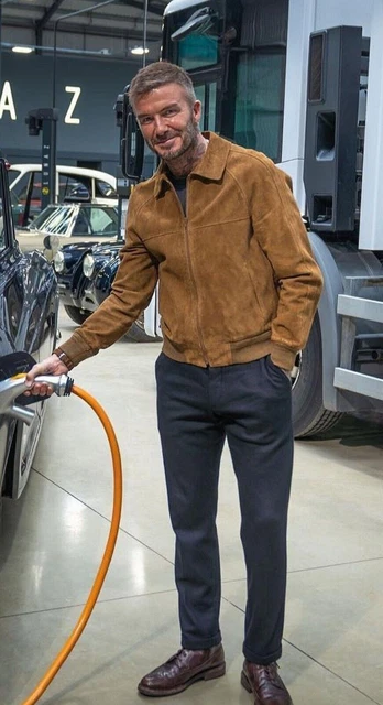 GIACCA IN PELLE bomber marrone David Beckham da uomo in pura pelle