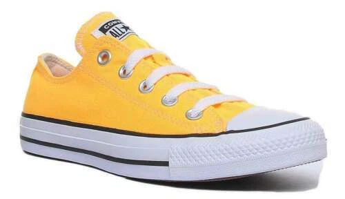 Converse 167235C Femmes Bas Toile Haut Baskets En Orange Taille UK 3 - 8