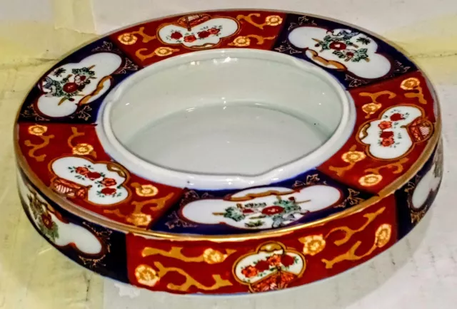 Gold Imari Vintage Japanese Hand Painted Floral Design Porcelain Cigar Ash Tray