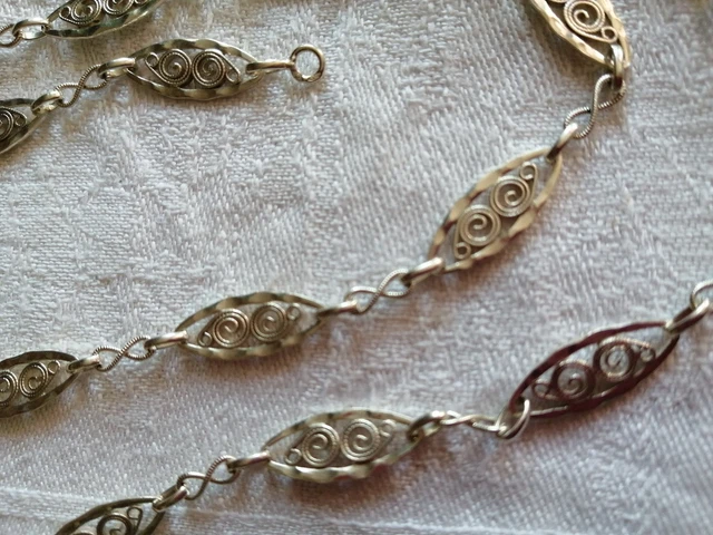 Chaine Sautoir Ancienne Pour Montre Gousset En Argent Massif - Longueur 115 Cm - Style Vintage Et élégant