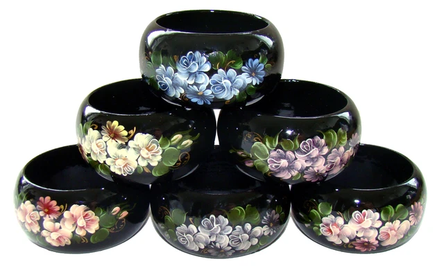 Ensemble sel/poivre KHOKHLOMA RUSSE bois peint main vernis alimentaire H10/ D15cm