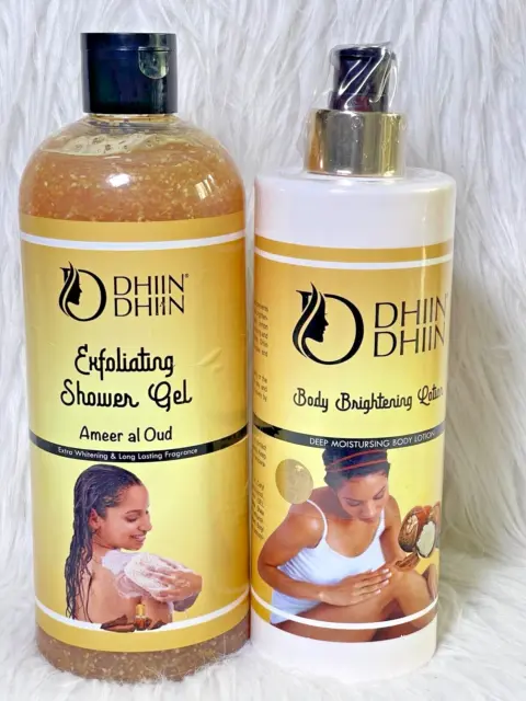 Dhiin Dhiin Duo Lait Corporel Ultra Éclaircissant + Gel Douche Exfoliant Gommant