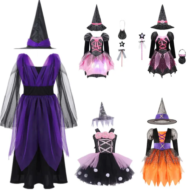 Costume strega malvagia bambina cosplay cosplay abito elegante con set cappello