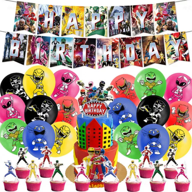 POWER RANGERS Birthday Party Supplies Banner Cake Cupcake Toppers Balloons Kits