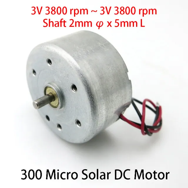 300 Micro Solar DC Motor 3V/6V 7000~12000rpm 2mm Shaft Electric Motors DIY Toy