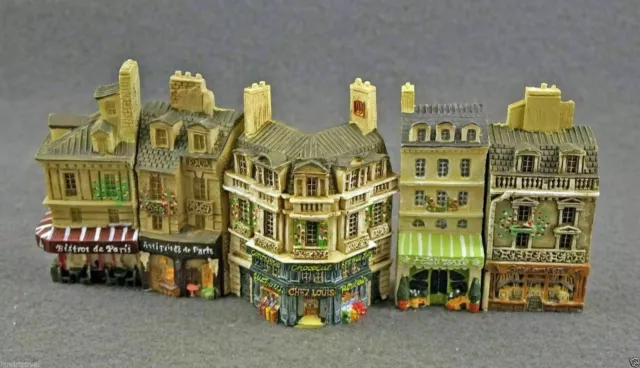 NIB J Carlton by Gault French Miniature Set of Five Paris Buildings 2 3/8 " high
