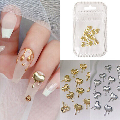 Tachuelas de metal para uñas 3D amor corazón manicura decoración de uñas joyería metálica oro plata*