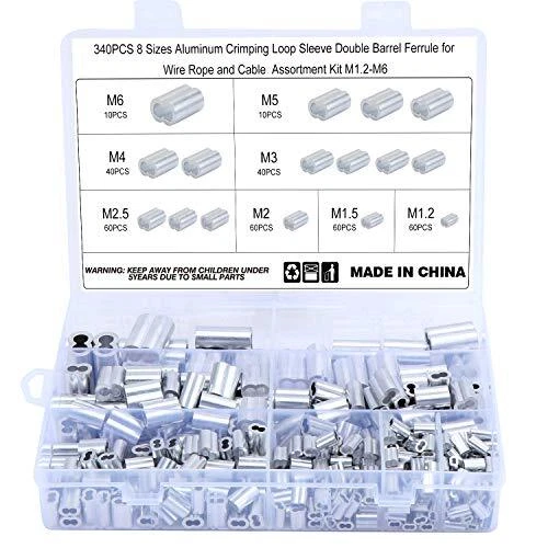 WiMas 340PCS Manchons en Aluminium Clips, Aluminium Double Viroles, Bague de Ser