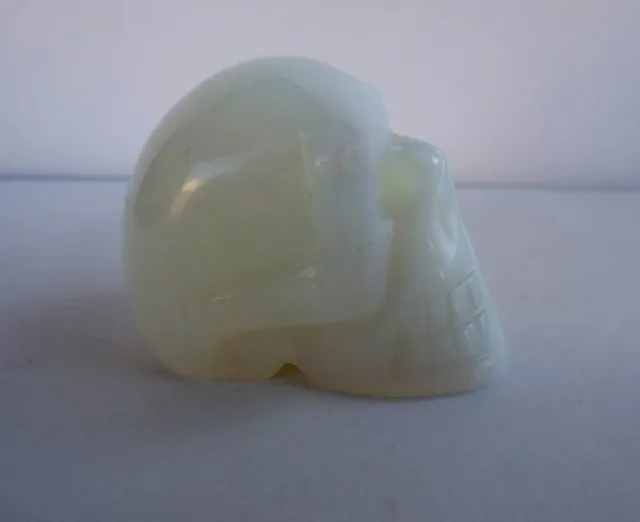 White Jade Hand Carved Skull Head W/ Amazing Details / Size 1 3/4'' By 1 1/4'' 2