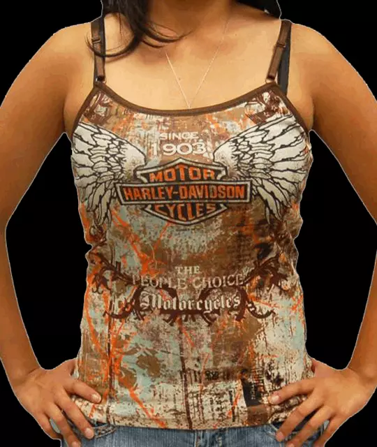 Harley Davidson Angel Wings Built In Bra Shirt (L)