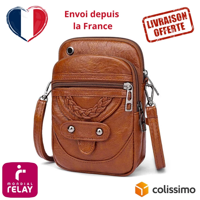 PETIT SAC BANDOULIÈRE Femme Cuir PU Souple Vintage Chic Porte