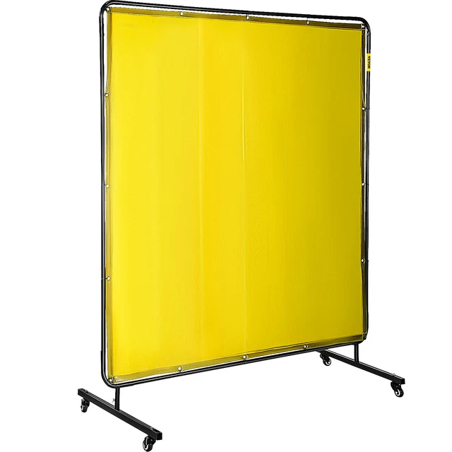 VEVOR Welding Curtain Welding Screen 6' x 6' Flame Proof Vinyl with Frame Yellow