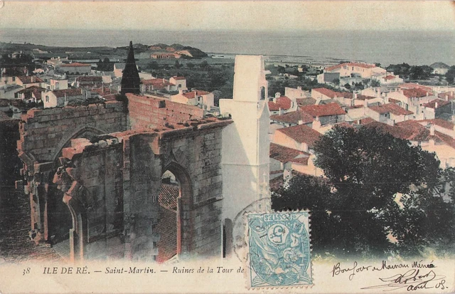 SAINT MARTIN RE -CPA des - RUINS of the CHURCH TOWER 73658