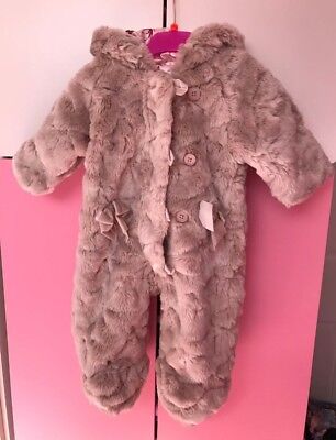 TED BAKER baby girl fluffy winter warm snowsuit size 3-6 months