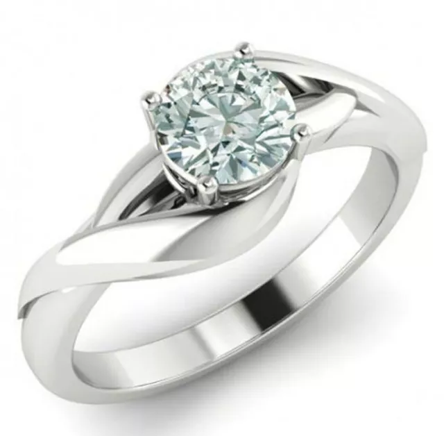1.12 Ct Vvs1/ Round Ice Blue White Moissanite Diamond Solitaire Ring 925 Silver