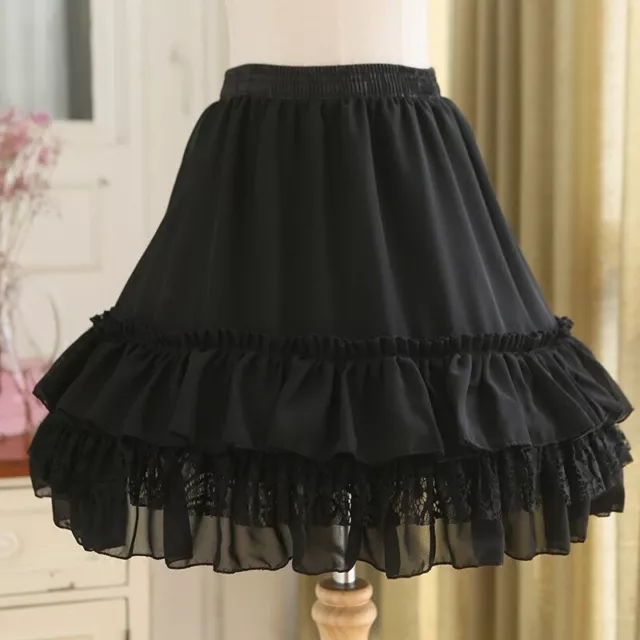 Lady Girl Lolita Skirt Petticoat Crinoline Underskirt Tutu Lace Ruffle Cosplay
