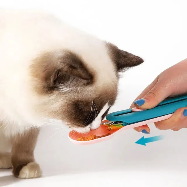 Pet Feed Spoon Food Scoop Cat Treat Bars Squeezer Cereal Dispenser Puppy Kitten