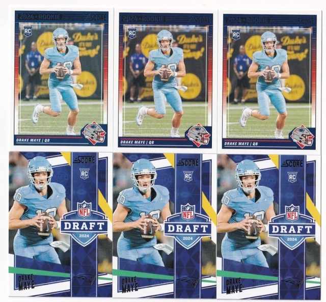 (6) DRAKE MAYE 2024 SCORE NFL DRAFT INSERTS + BASE ROOKIE LOT 303