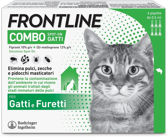 Combo, 6 Pipette, Antiparassitario per Gatti, Gattini E Furetti Di Lunga Durata,