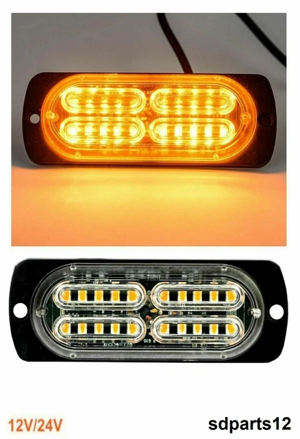 1x Luci Strobe Emergenza Lampeggiante 20 Led Arancio Laterali Camion 12/24V Slim