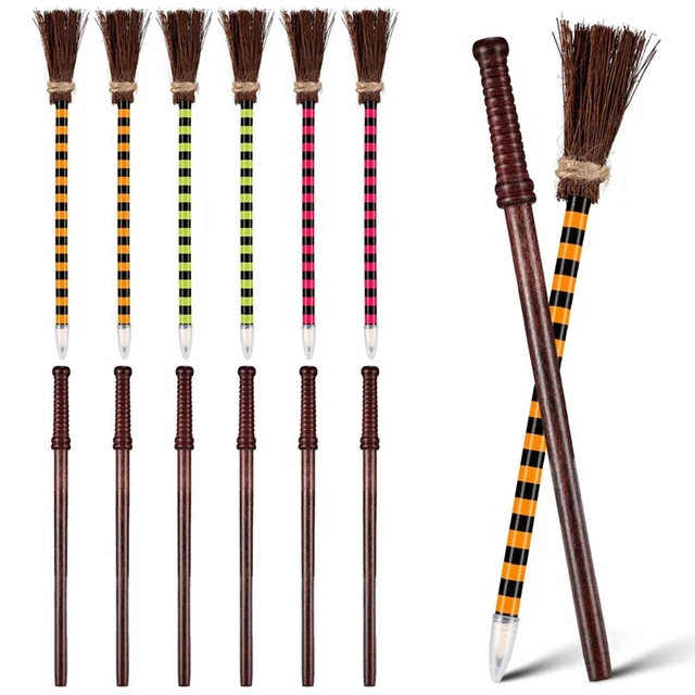 Crayons Harry Potter - 6 Pièces Baguette Magique Et Balai - Stylos Théme Sorcier Pour Enfants - Cadeau Halloween