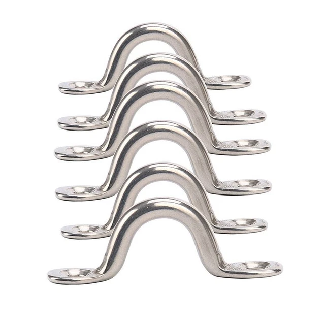 Pack of 6 Stainless Steel Bimini Boat Top PAD EYE , Eye Straps, Tie Down, KaM5D1