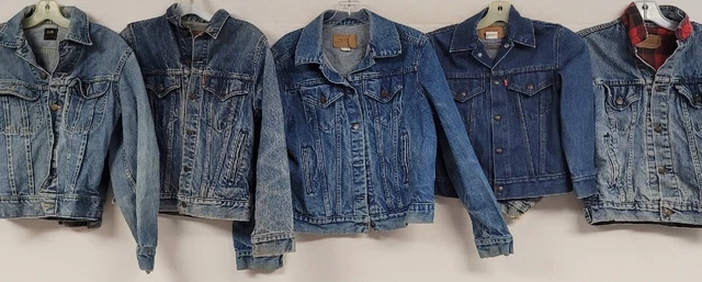 LOT OF 5 YOUTH VINTAGE LEVIS & LEE DENIM JACKETS VTG 80s 90s LEE IS SANFORIZED