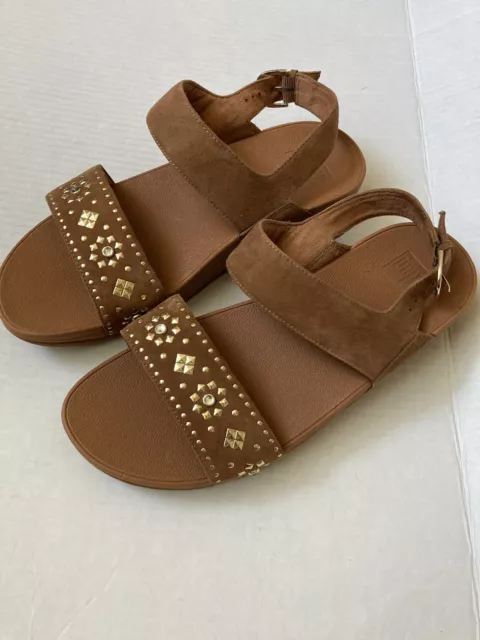 🍄Fitflop Stud Suede Sandals Size 9 Caramel