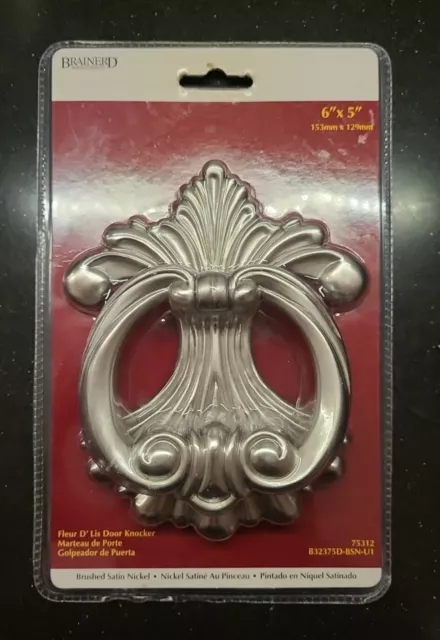 Brainerd Brushed Satin Nickel 6x5" Door Knocker Fleur-De-Lis Liberty Hardware (O