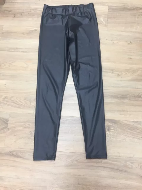 Pantalon jambe droite en vinyle mat Topshop taille 12 cheville pâturage